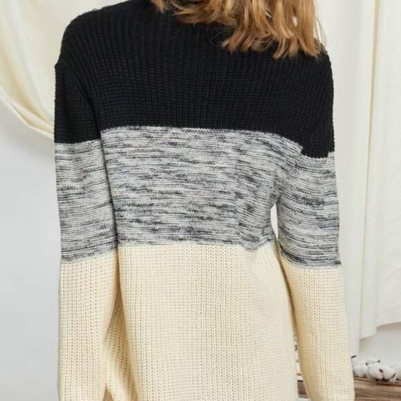 DAVI & DANI COLOURBLOCK THICK KNIT TURTLENECK SWEATER - Picture 7 of 10